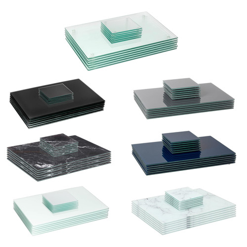 12pc glass placemats square - &,