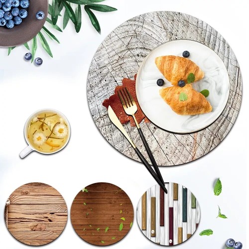 Pcs wood leather placemats - leather,
