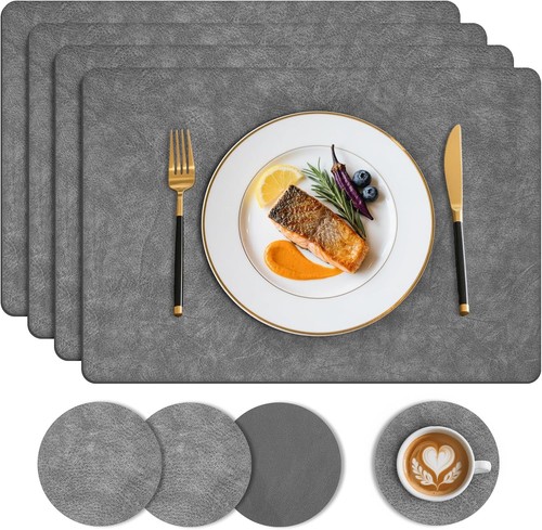 Leather square placemats set - leather,